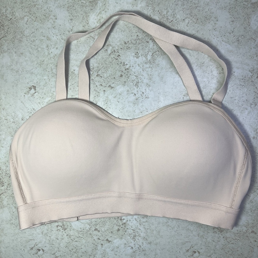 Varsity Spirit Athletic Sports Bra Womens Small Tan Nude Molded Cups Crossback